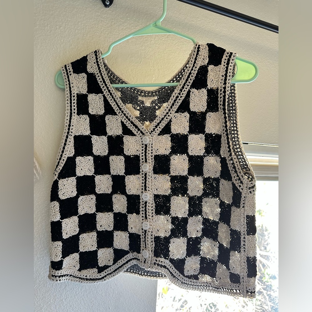 Amazon Black and White Crochet Tank Top